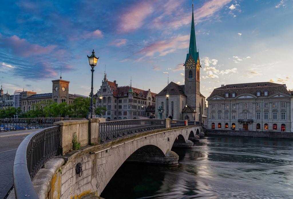 Zürich Schweiz, Bridge, City, River