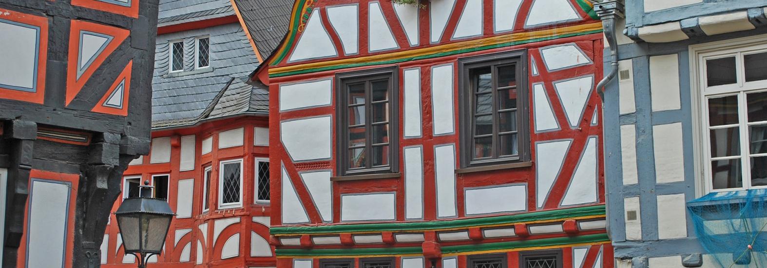 Fachwerkhaus-Fassade in Limburg, Deutschland