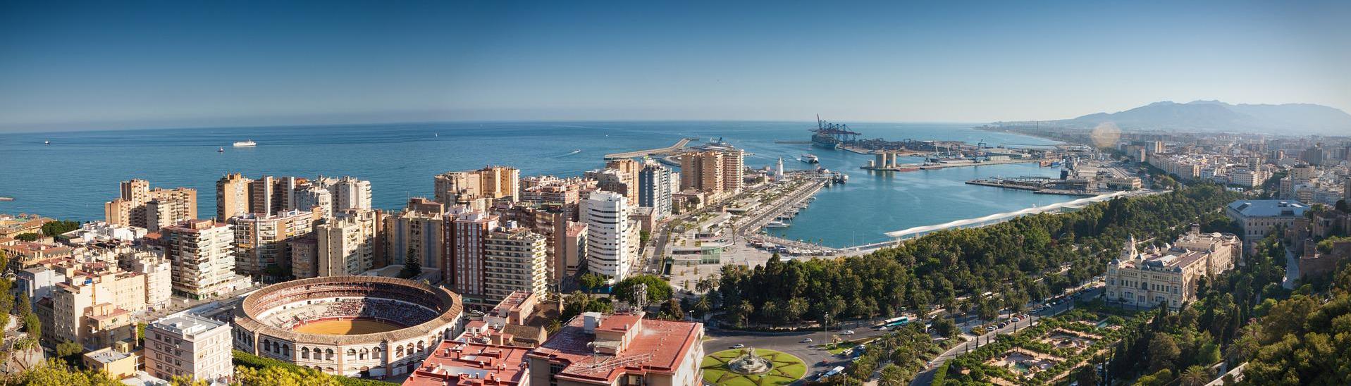 Malaga Hafenpanorama, Spanien